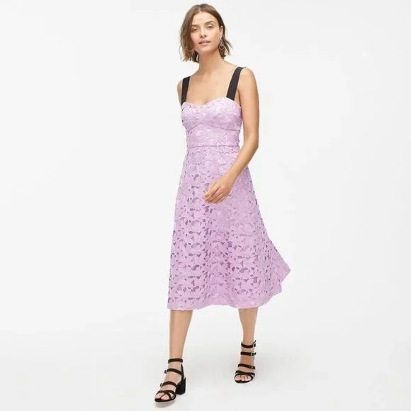J.Crew Dress Purple Lace Sleeveless Sweetheart Midi NWT - Picture 1 of 10
